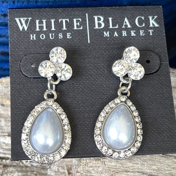 Silver Pearl Crystal EarringsWhite House / Black Market - Picture 6 of 6